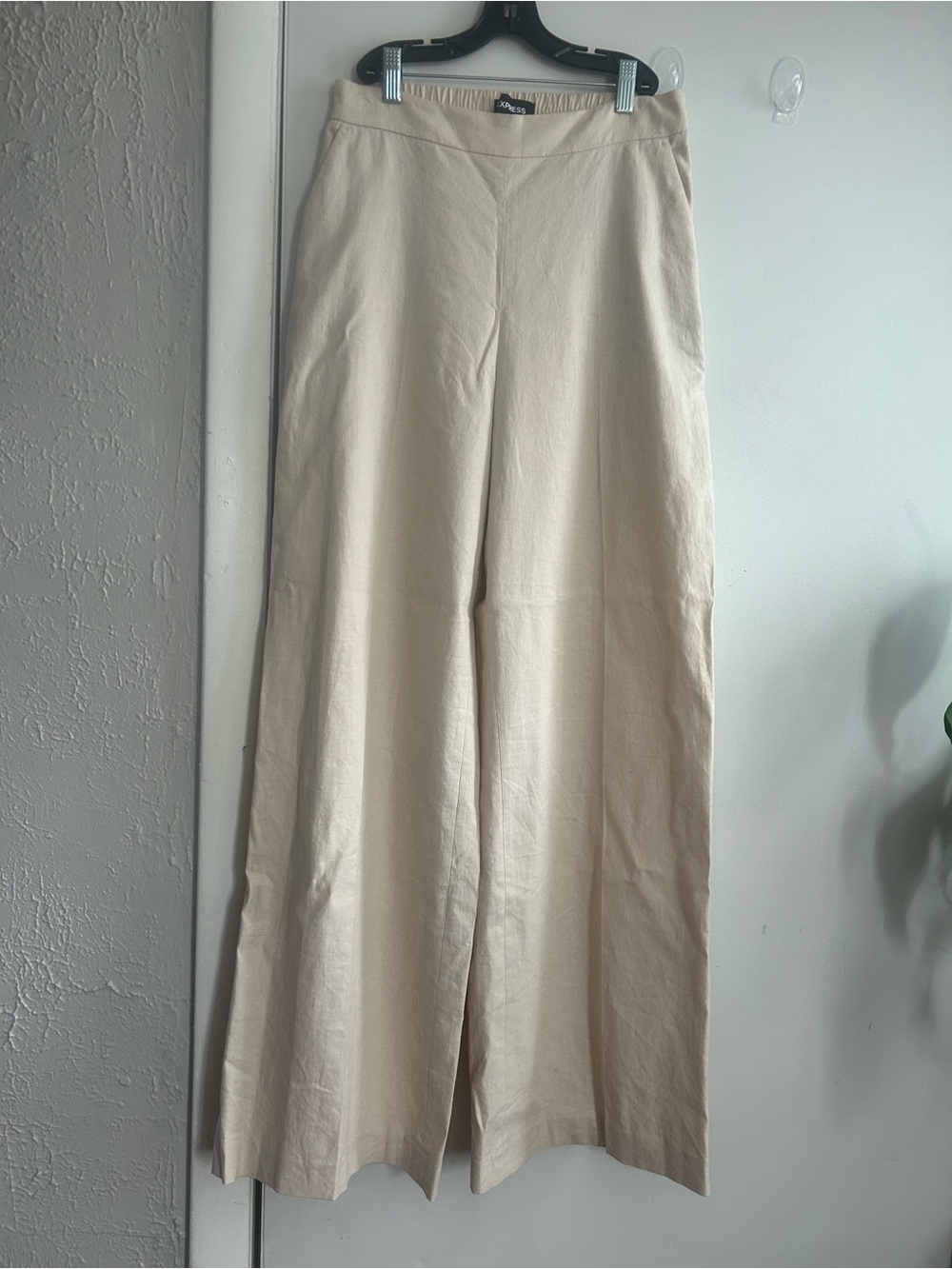 Express Wide Leg High-Rise Pants - Cream